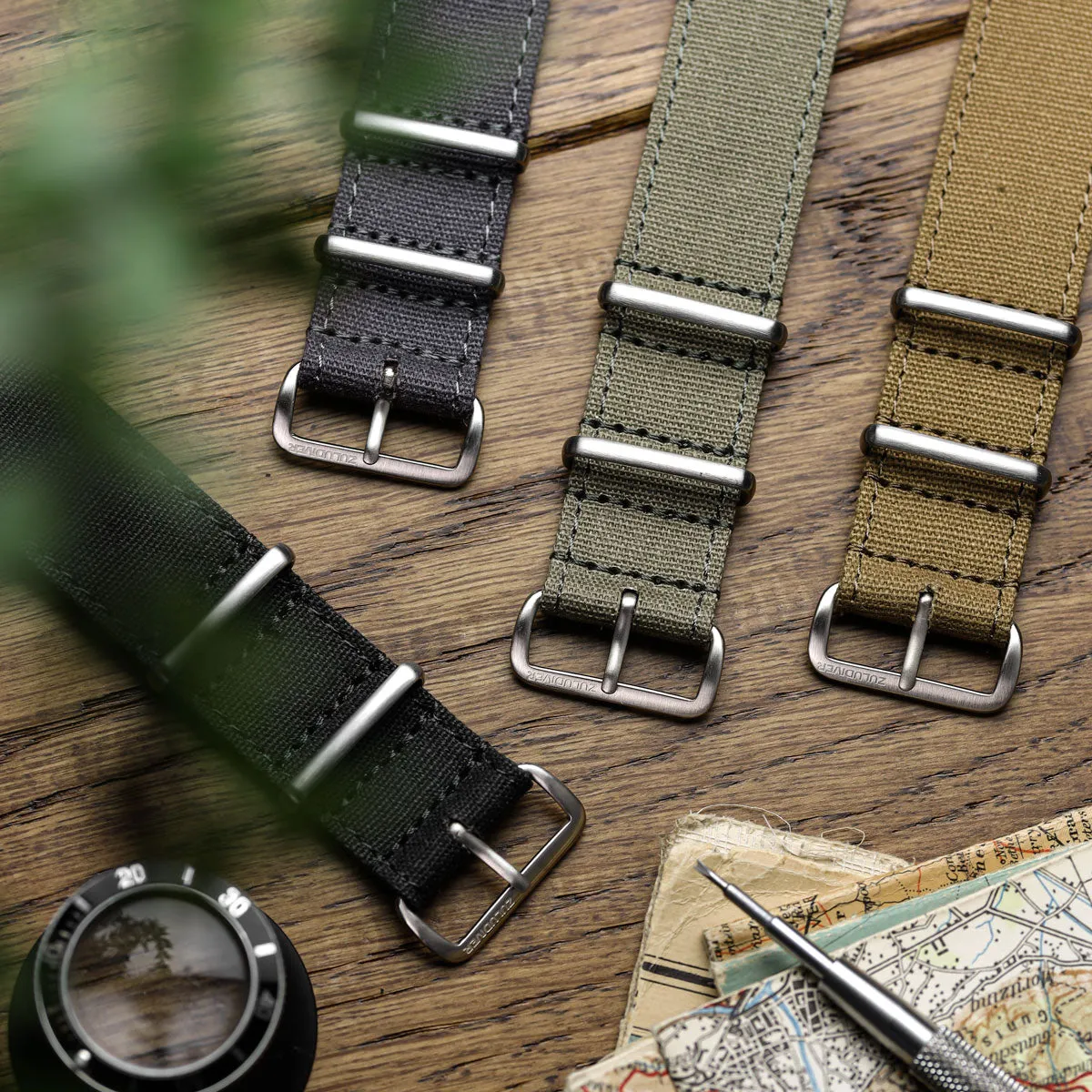 1973 British Military Watch Strap: WARRIOR CANVAS - Army Green