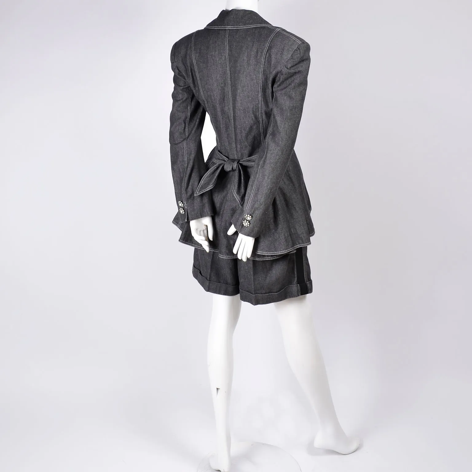1980s Patrick Kelly Denim Shorts & Denim Jacket With Peplum
