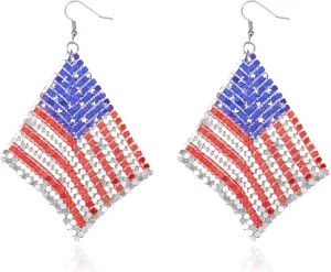 4th of July Patriotic Drop Dangle Earrings for Women Outfits American Flag Red White and Blue Earrings Fourth of July Jewelry for Women Independence Day Accessories