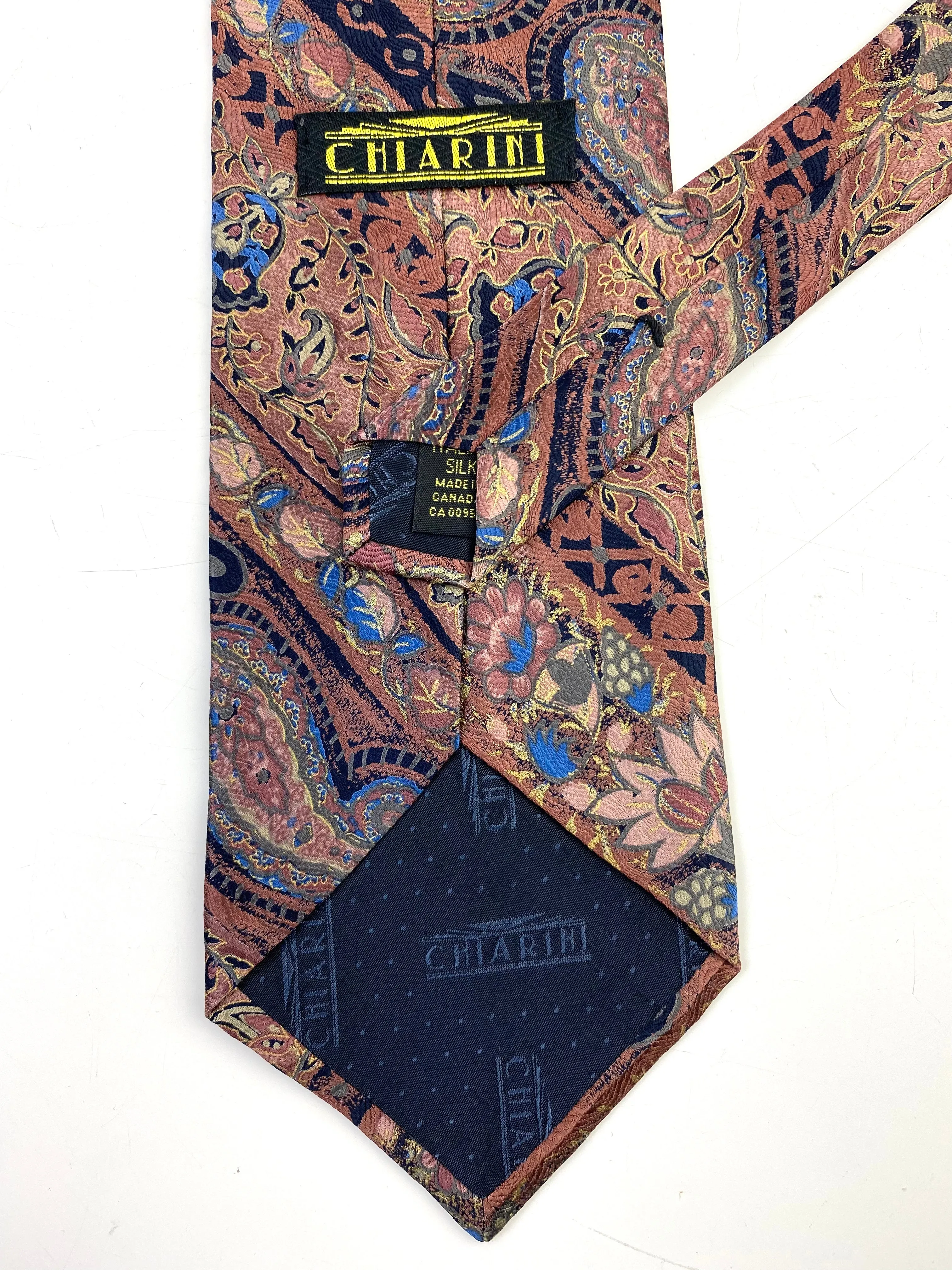 90s Deadstock Silk Necktie, Men's Vintage Pink/ Blue Paisley Pattern Tie, NOS