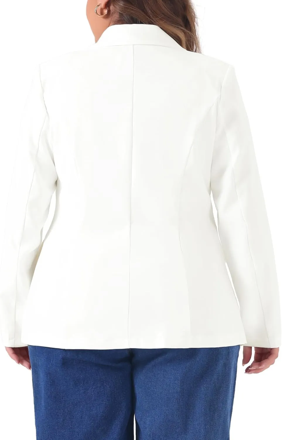 Agnes Orinda Plus Size Blazers for Women Notch Lapel Double Breasted Long Sleeve Office Work Blazer
