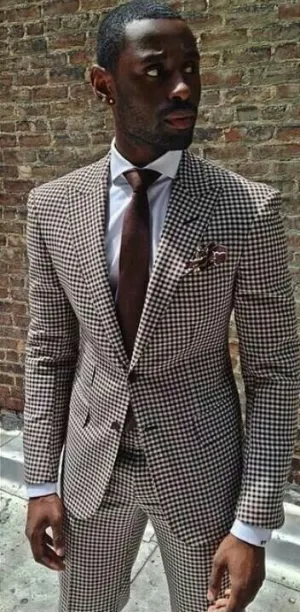 Aidase Mens Vintage Plaid Suits British Style Men Slim Fit Tuxedos Notch Lapel Groomsmen Wedding Blazer For Men Tuxedos(jacket pant)idase
