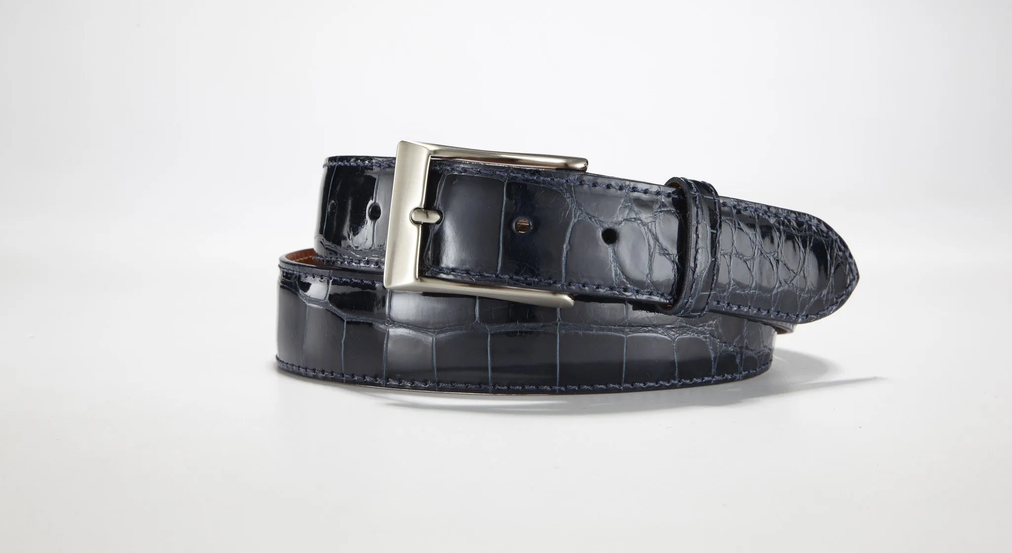 American Alligator Belt - Glossy 1 3/8" - 35mm (Sky Blue)