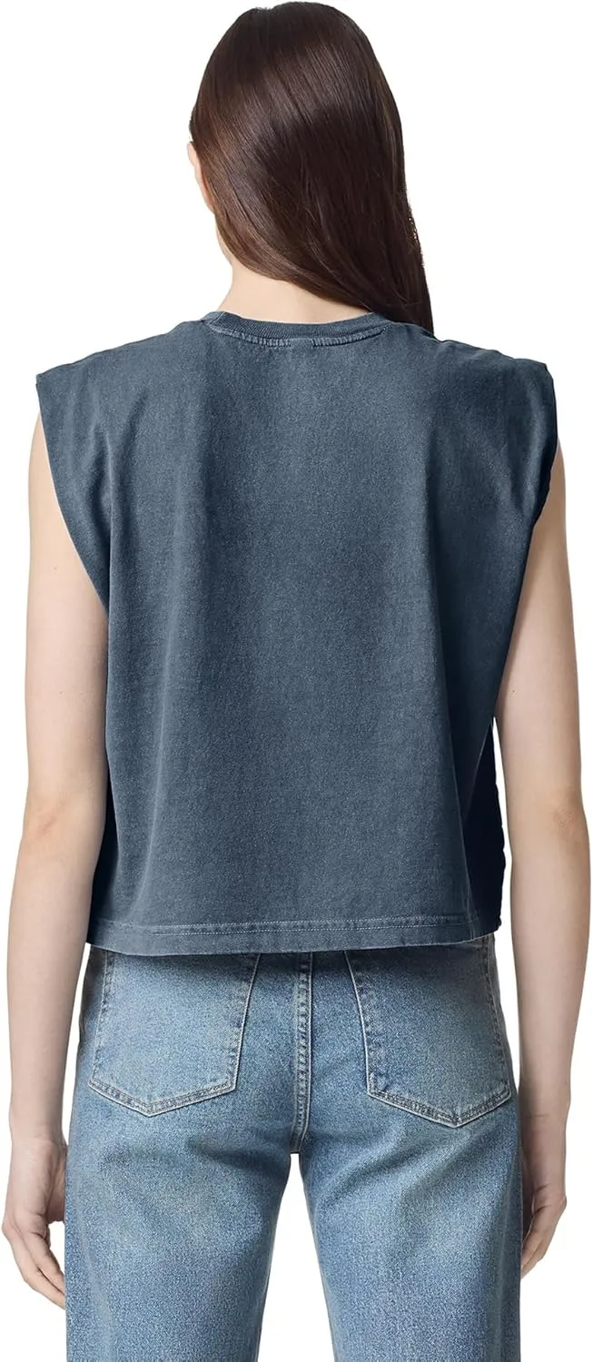 American Apparel Women's Heavyweight Cotton, Boxy, Cropped, and Garment Dyed Muscle T-Shirt, Style G307GD, 2-Pack