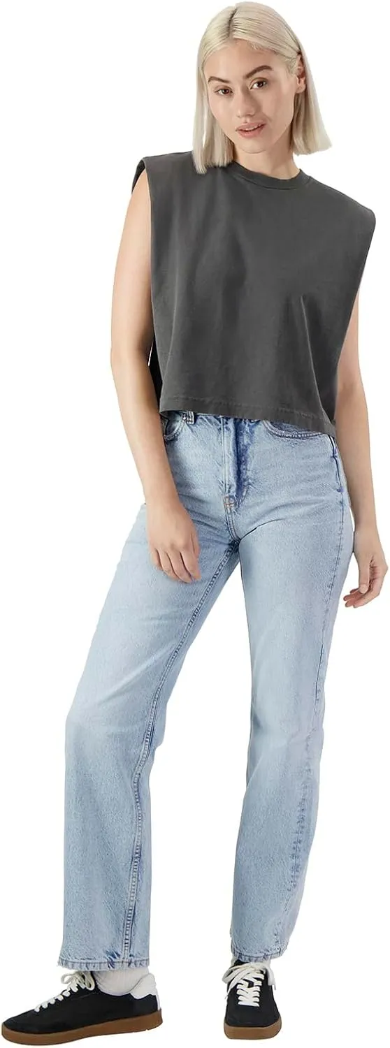 American Apparel Women's Heavyweight Cotton, Boxy, Cropped, and Garment Dyed Muscle T-Shirt, Style G307GD, 2-Pack