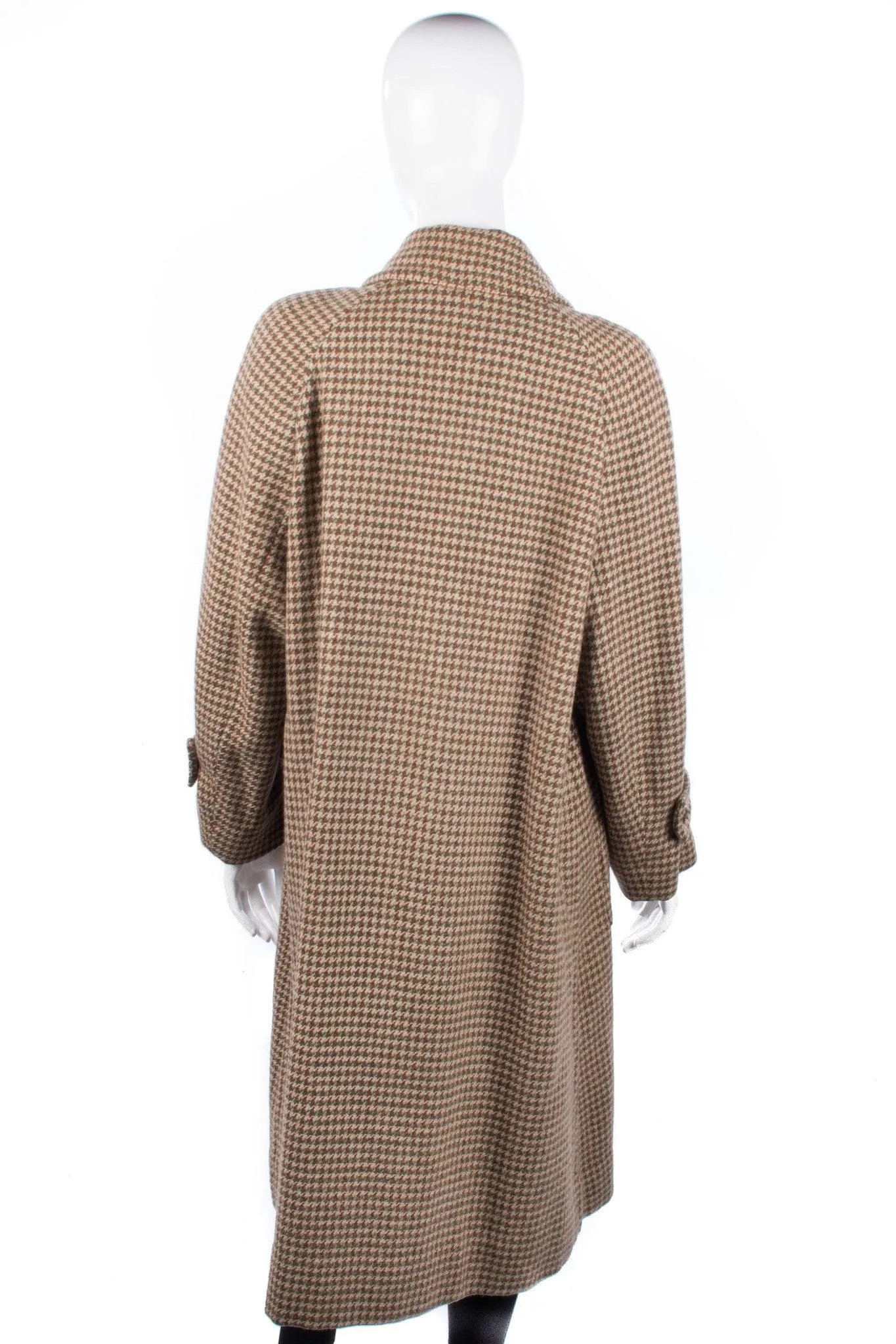 Aquascutum Vintage Full Length Coat Brown and Cream Check. Size M