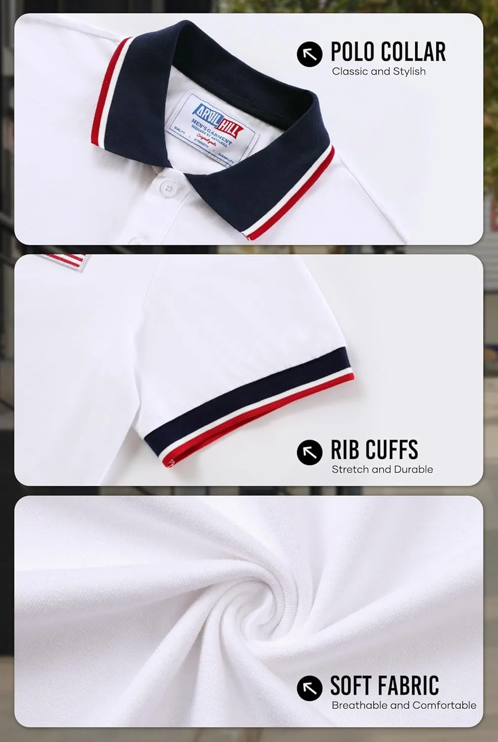 Arvilhill Men's American Flag Polo Shirts Short Sleeve 4th of July Cotton Golf Shirt (S-3XL)