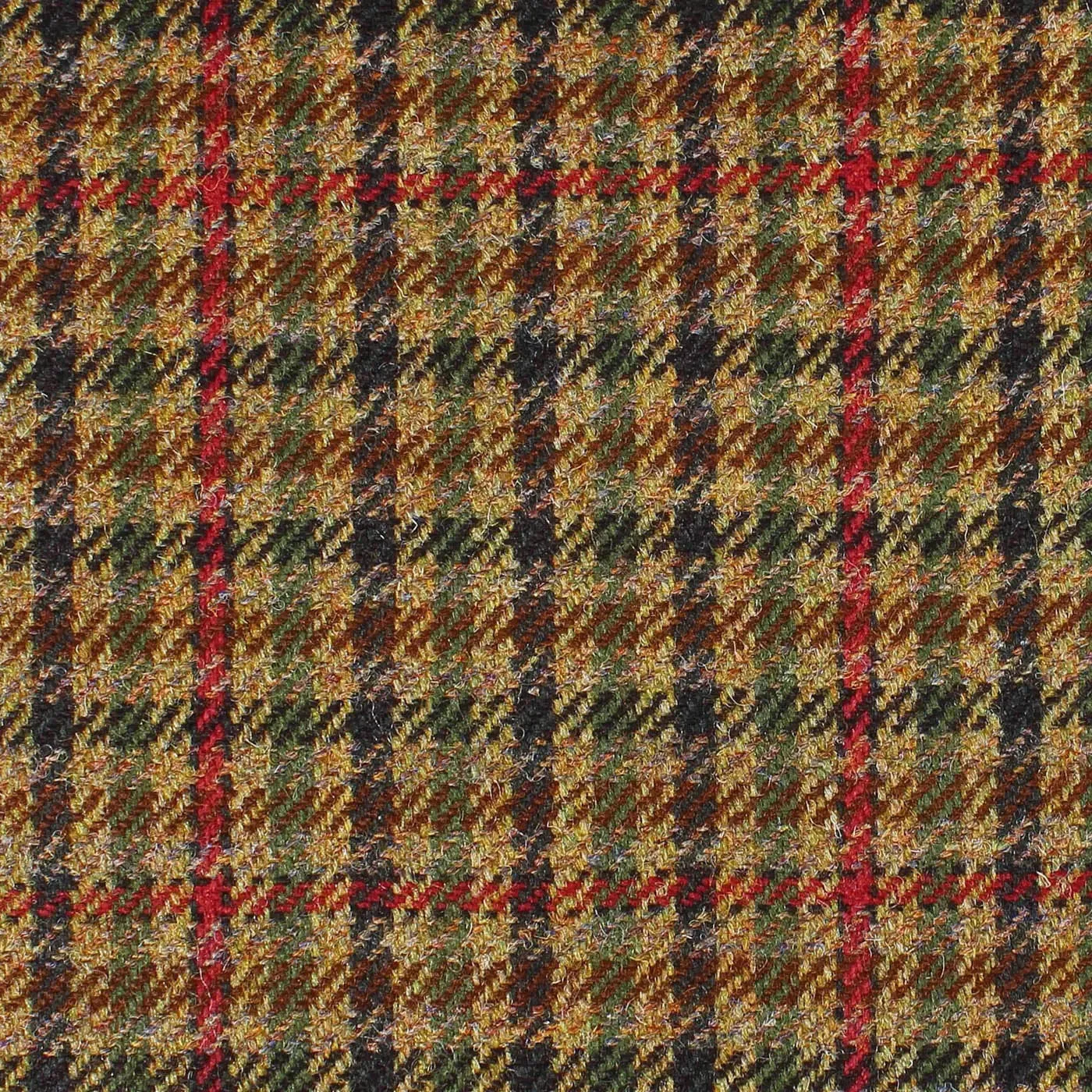 Beige, Brown, Green, Navy Blue and Red Gun Check All Wool British Tweed