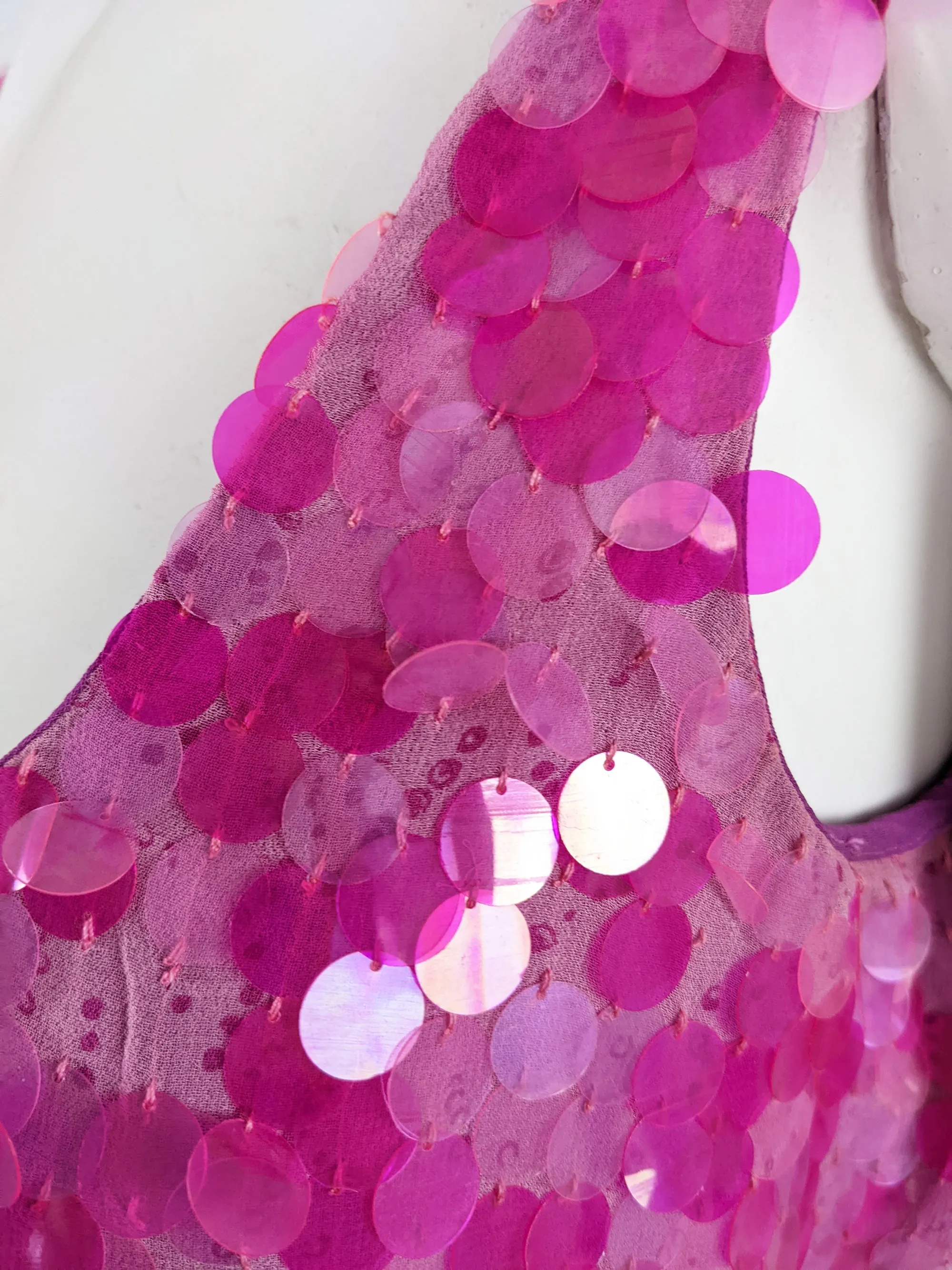 Ben De Lisi Vintage Silk Pink Pailette Sequin Suit, 1990s
