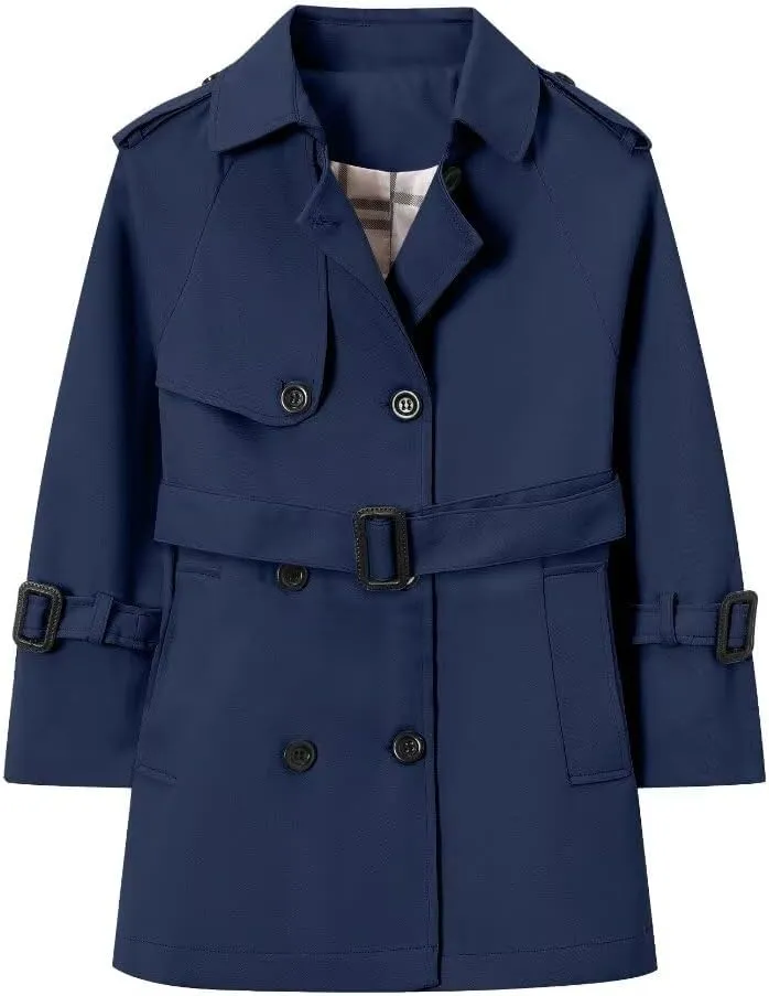 BINPAW Boy's Waterproof British Belted Trench Coat, 4-14 Years