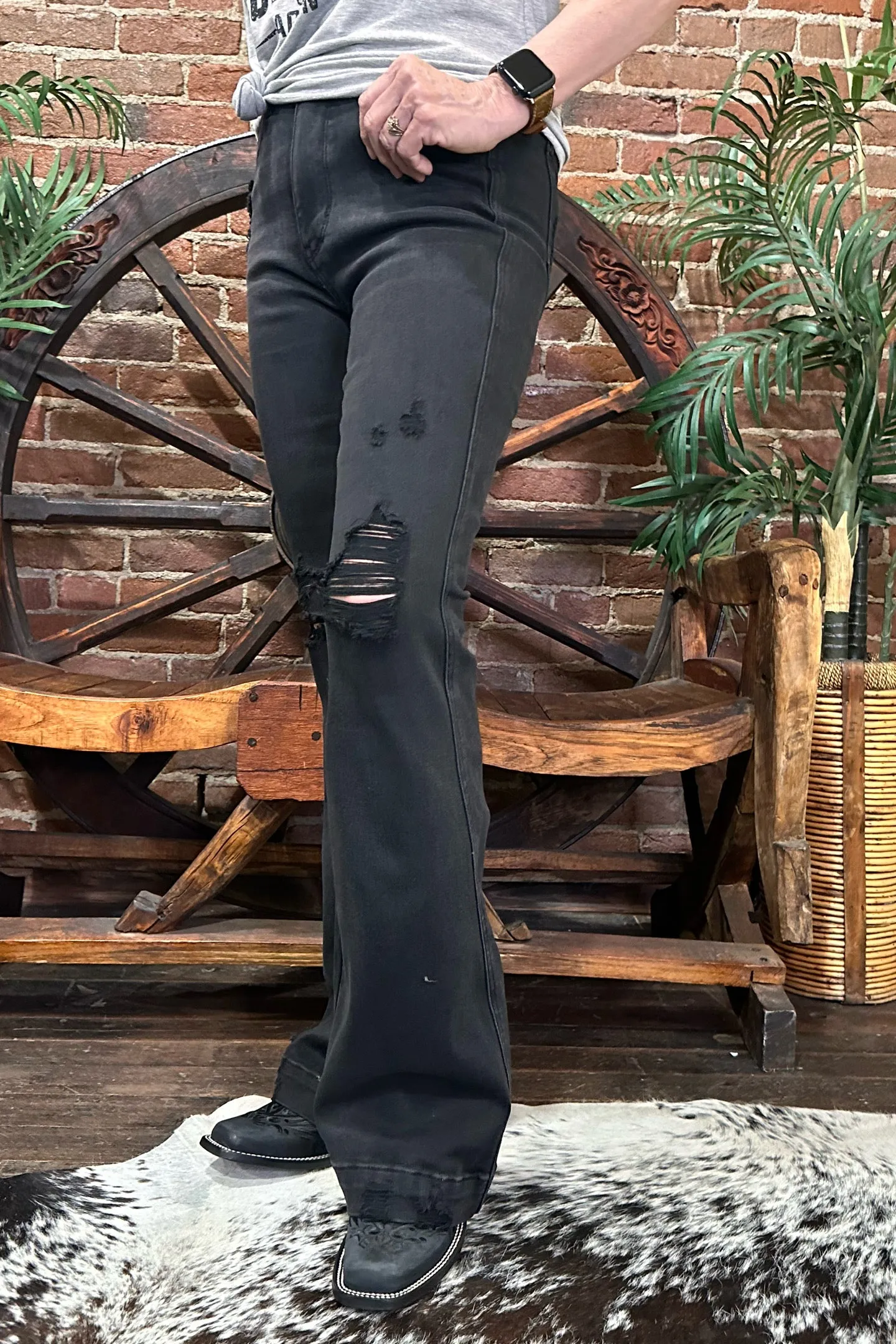 Black High Rise Tummy Control Flare by Judy Blue