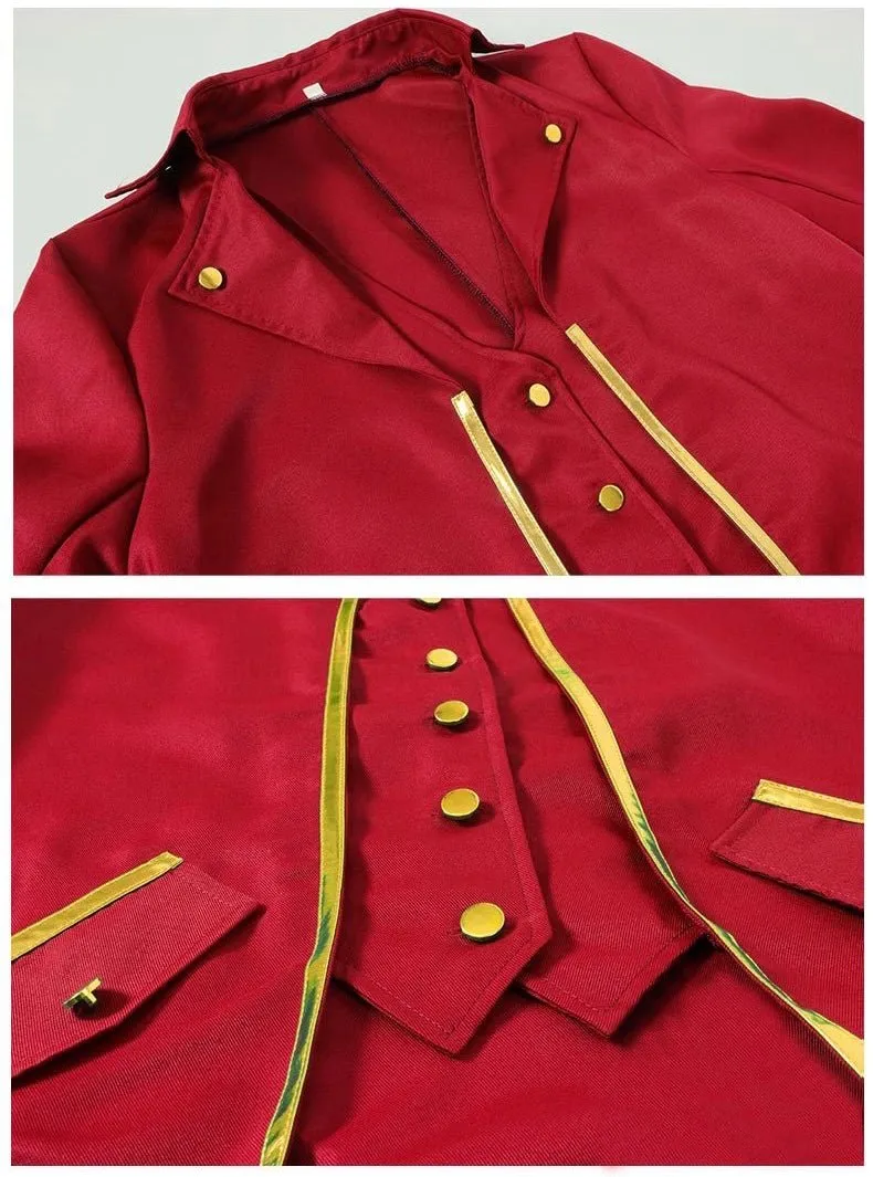 Black Purple Blue Green Red Tailcoat Suit For Men with Gold Trimming - Gothic Blazer For Cosplay Party Masquerade -Plus Size