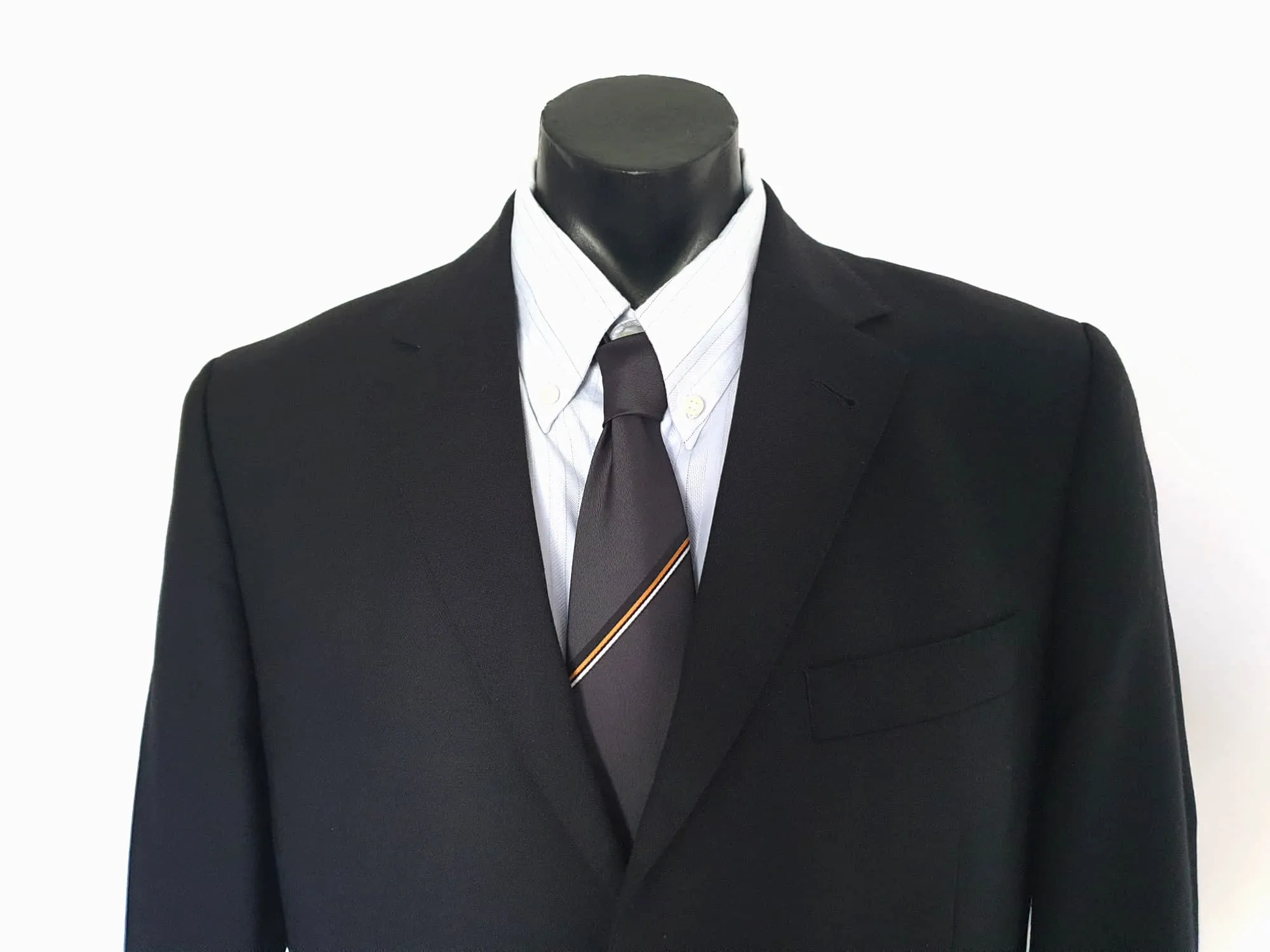 Black Savile Row Wool Jacket With Notched Lapels - 102R
