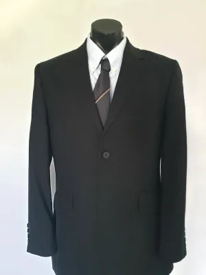 Black Savile Row Wool Jacket With Notched Lapels - 102R