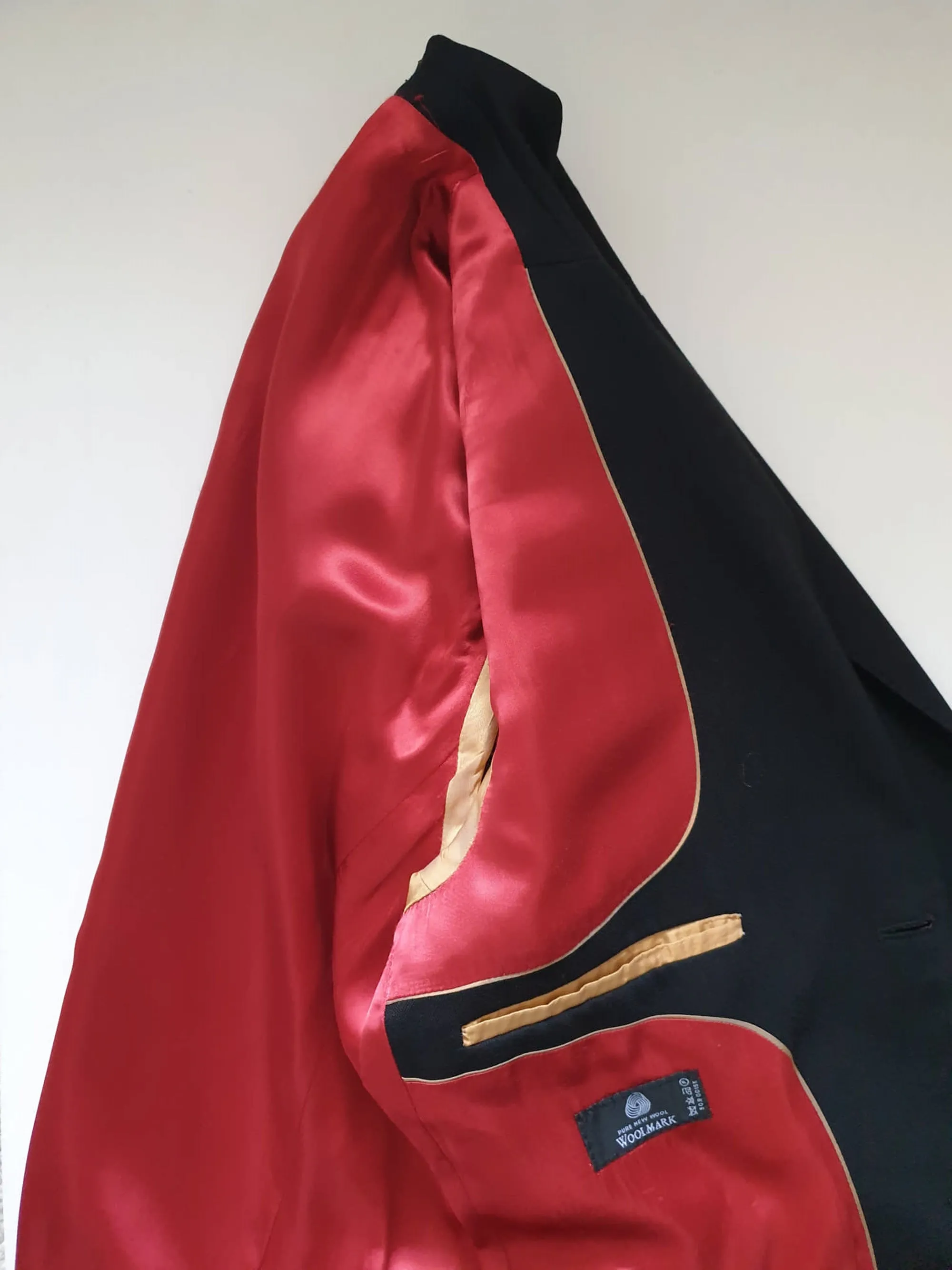 Black Savile Row Wool Jacket With Notched Lapels - 102R