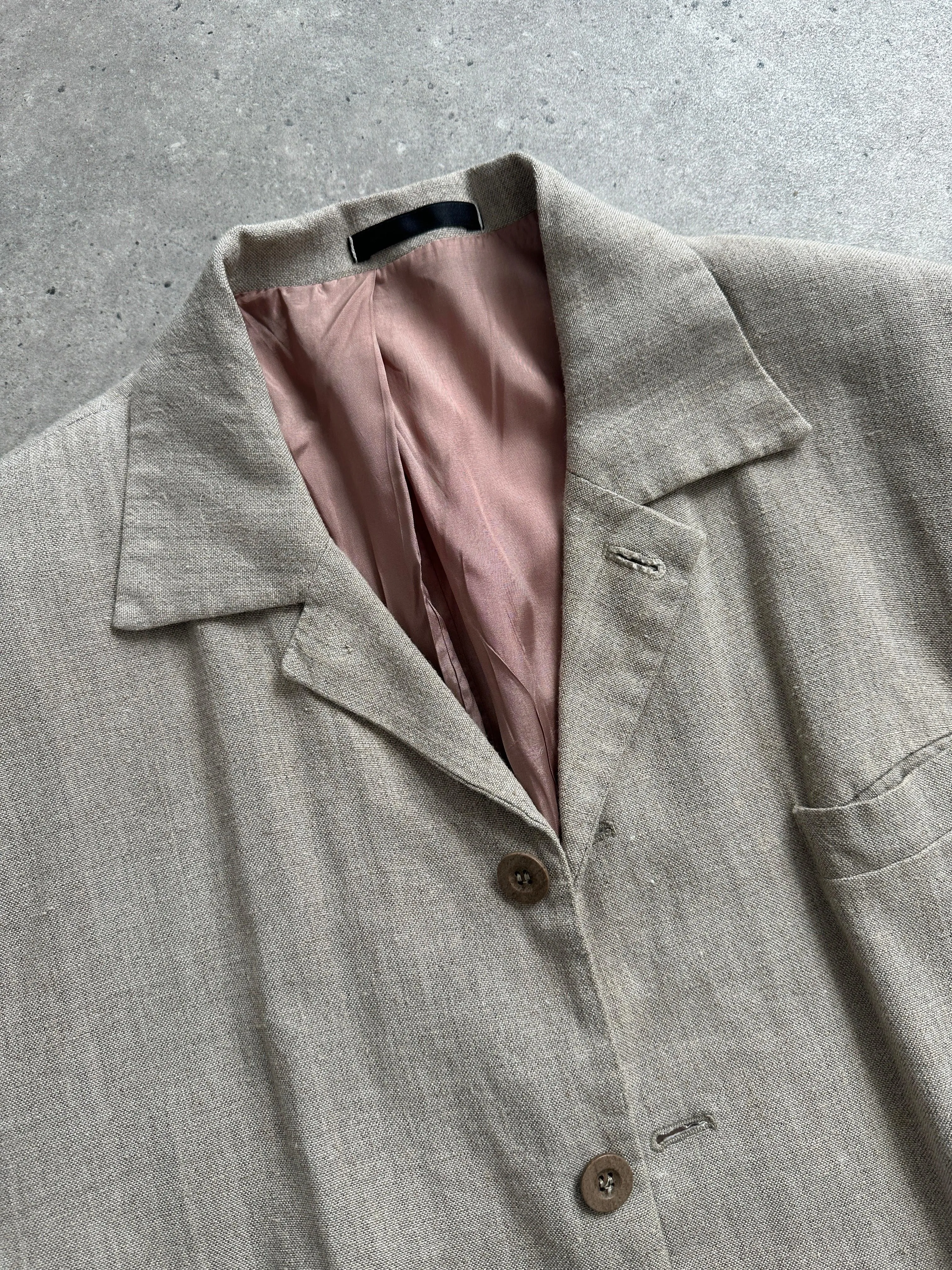British Vintage Linen Single Breasted Blazer - L