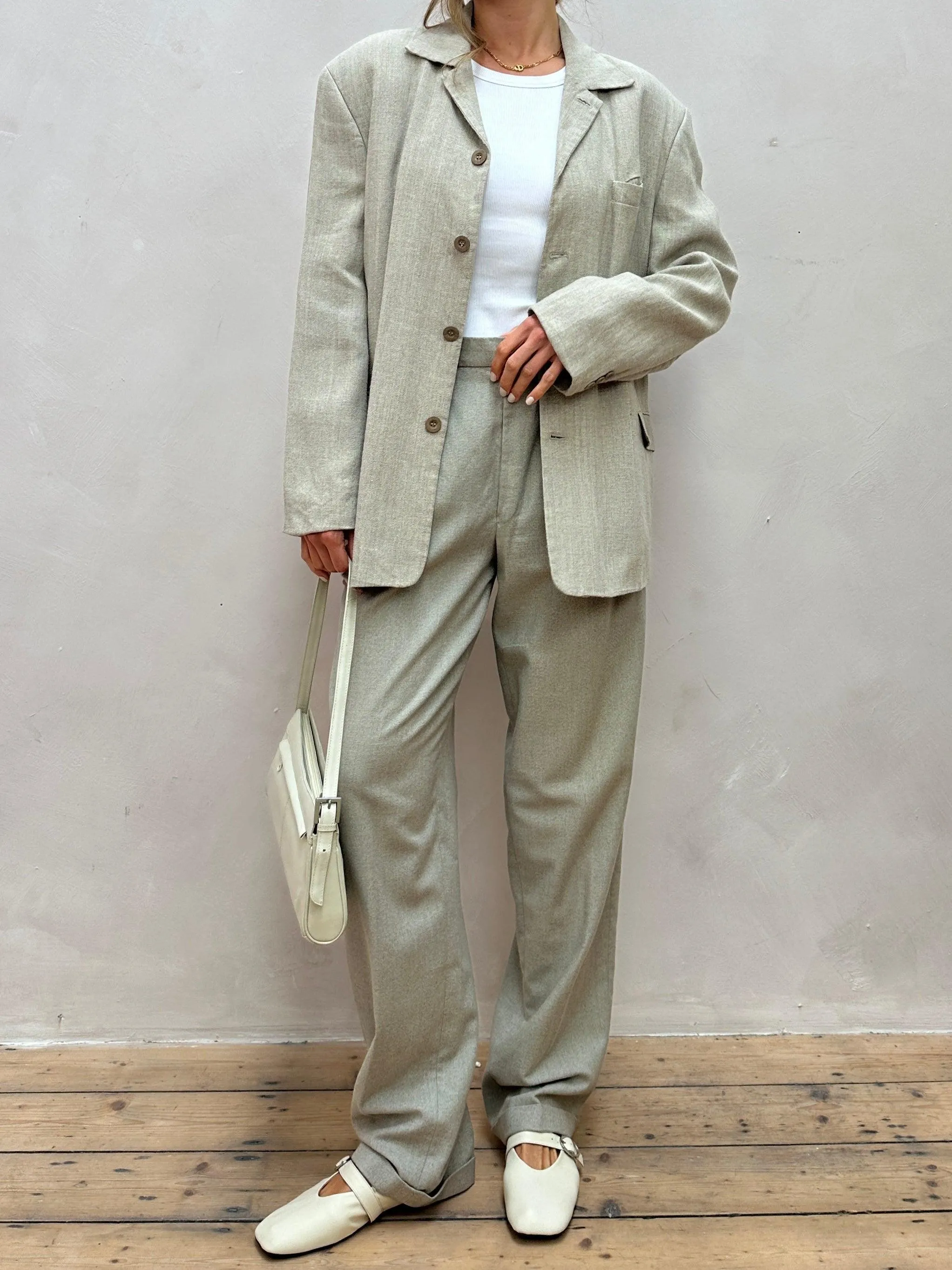 British Vintage Linen Single Breasted Blazer - L