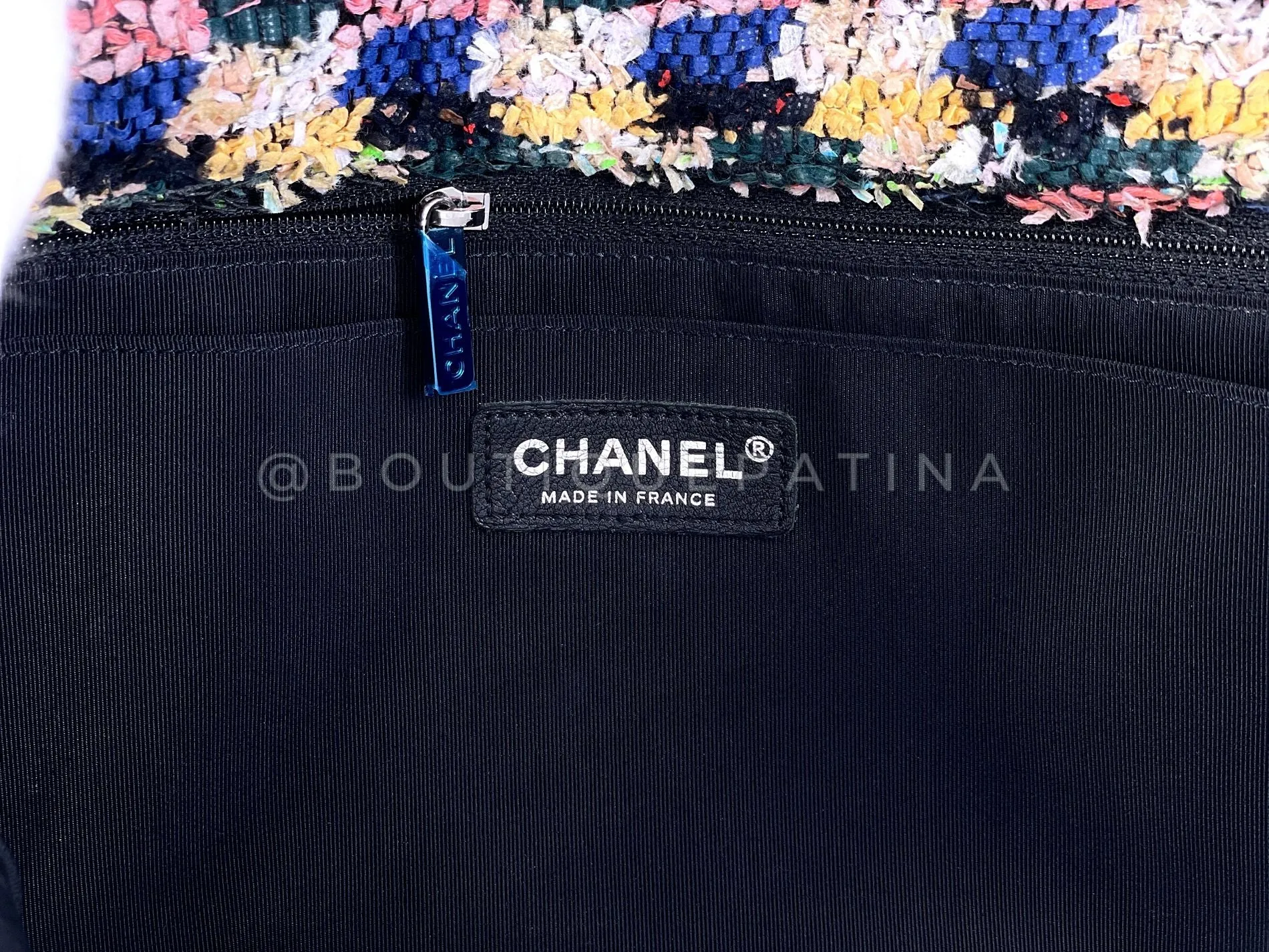 Chanel 15C Paris Dubai Pom Pom Tweed Jumbo Flap Bag RHW Rainbow RYK