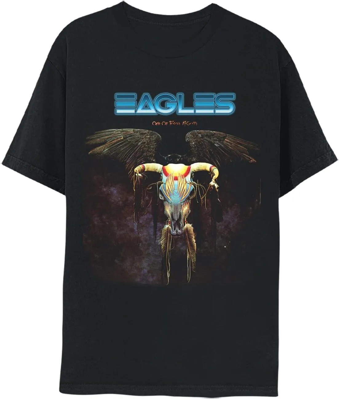 Eagles One of These Nights Adult Black Short Sleeve T Shirt 70s Classic Rock Vintage Style Graphic Tees