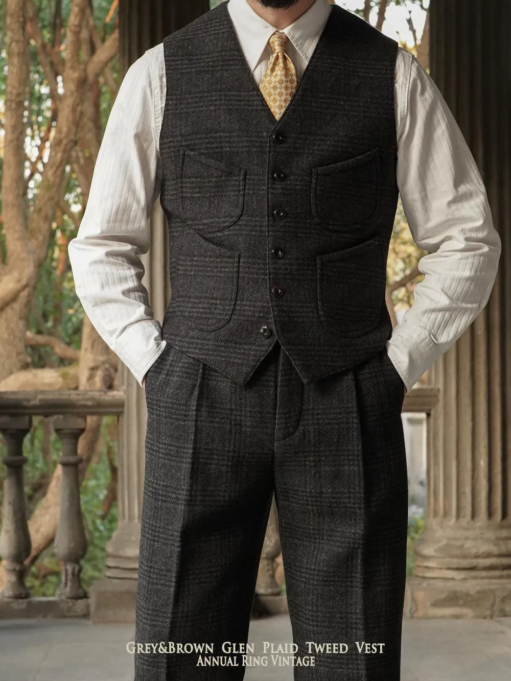 Glen Plaid Tweed Vest