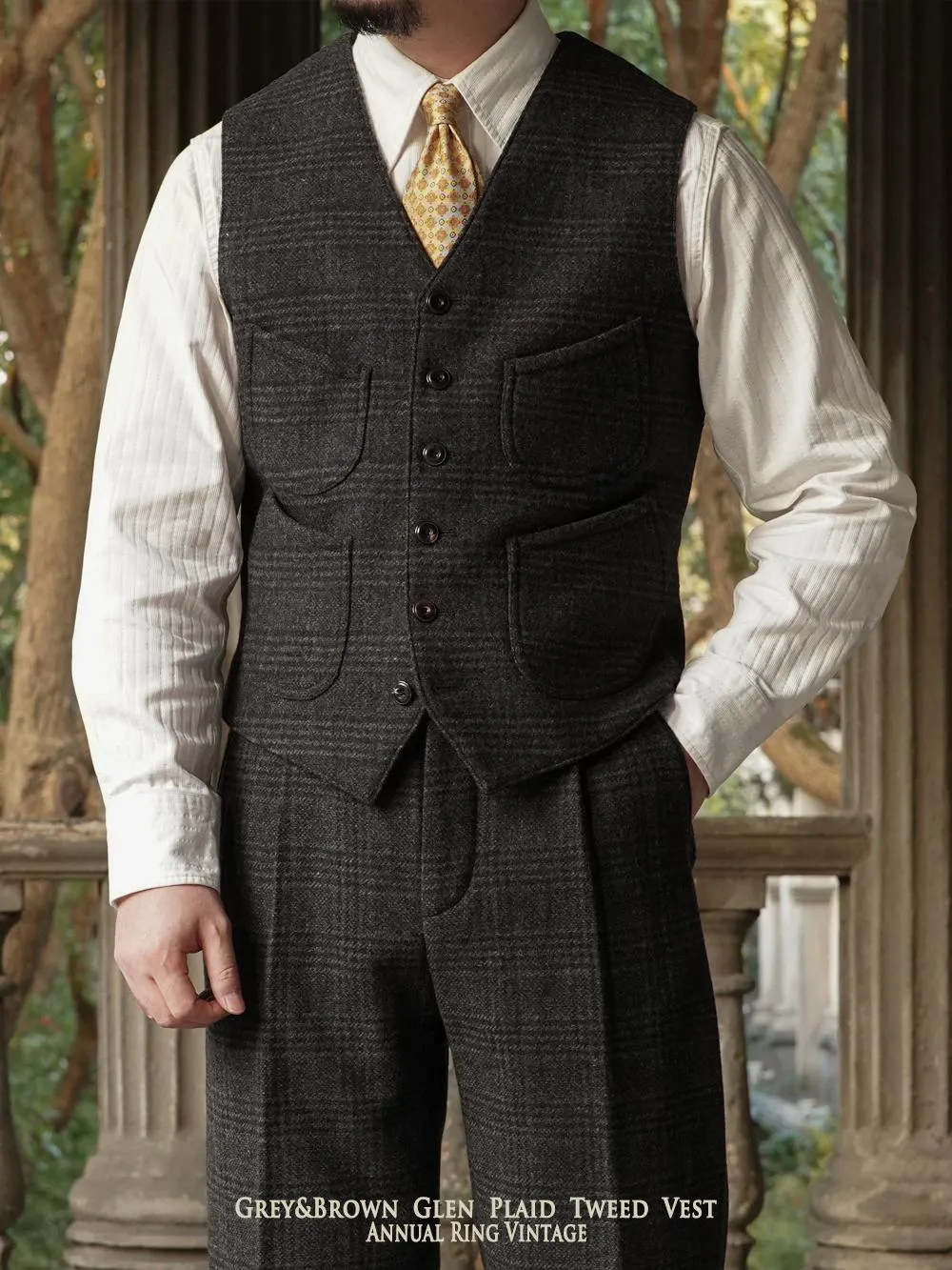 Glen Plaid Tweed Vest