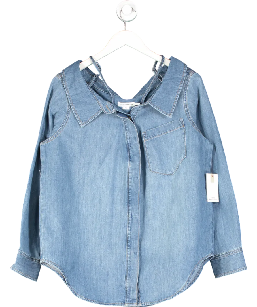 Good American Blue Denim Off-the-shoulder Shirt UK S