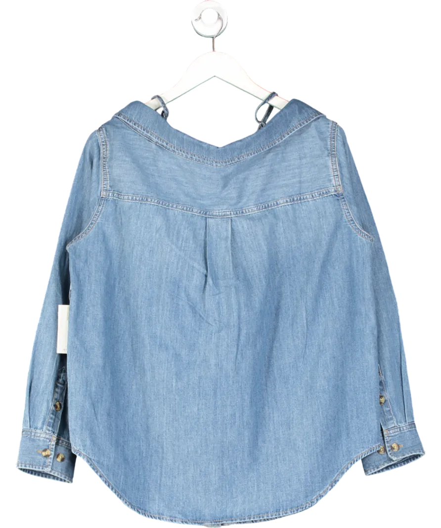 Good American Blue Denim Off-the-shoulder Shirt UK S