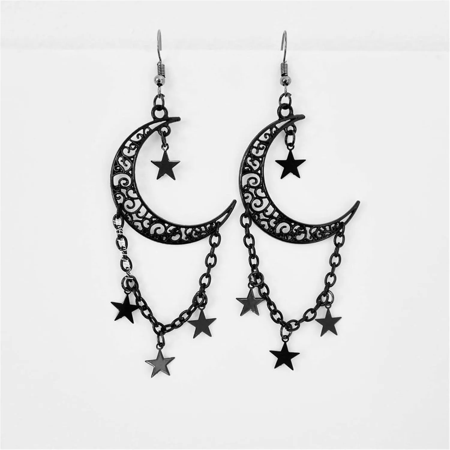 Gothic Black Hoop Earrings,Vintage Star/Circle Earrings Punk Style Dark Chain Tasell Dangle Earrings Hiphop Rock Earrings Halloween Costumes Earrings Jewelry for Women