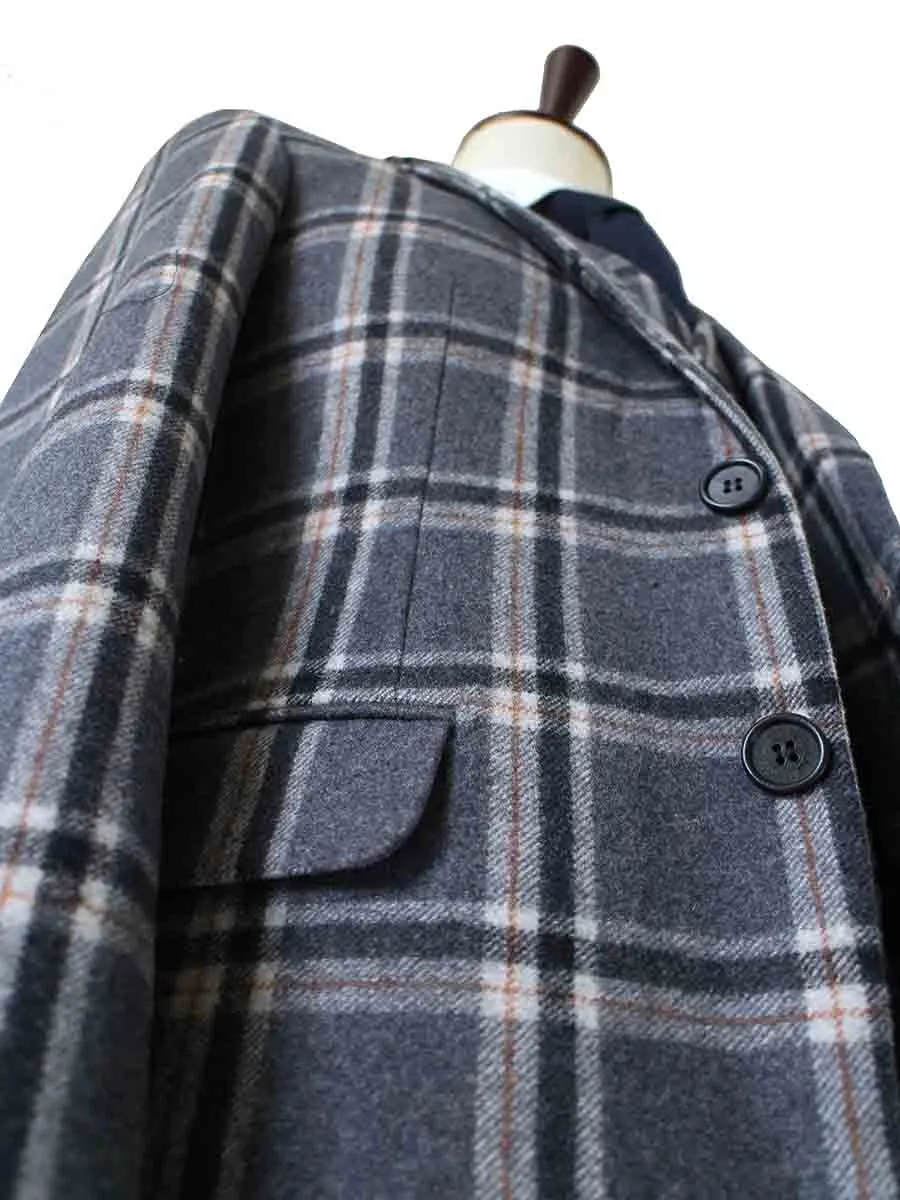 GREY WINDOWPANE PLAID TWEED 3 PIECE SUIT