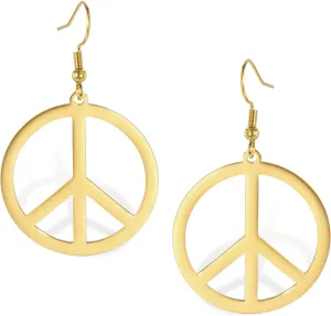 LIKGREAT Peace Pendant Hook Earrings Peace Sign Symbol Dangle Drop Earrings for Women