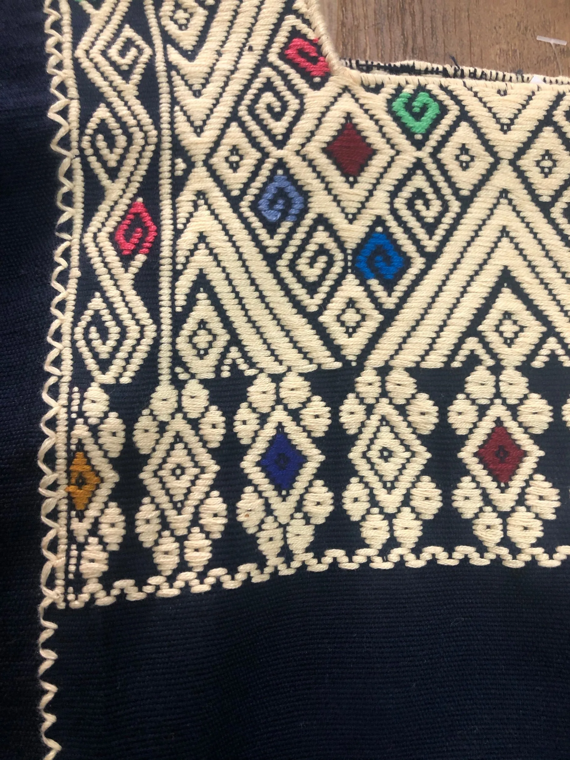 Mexican Huipil Larrainzar Top Navy