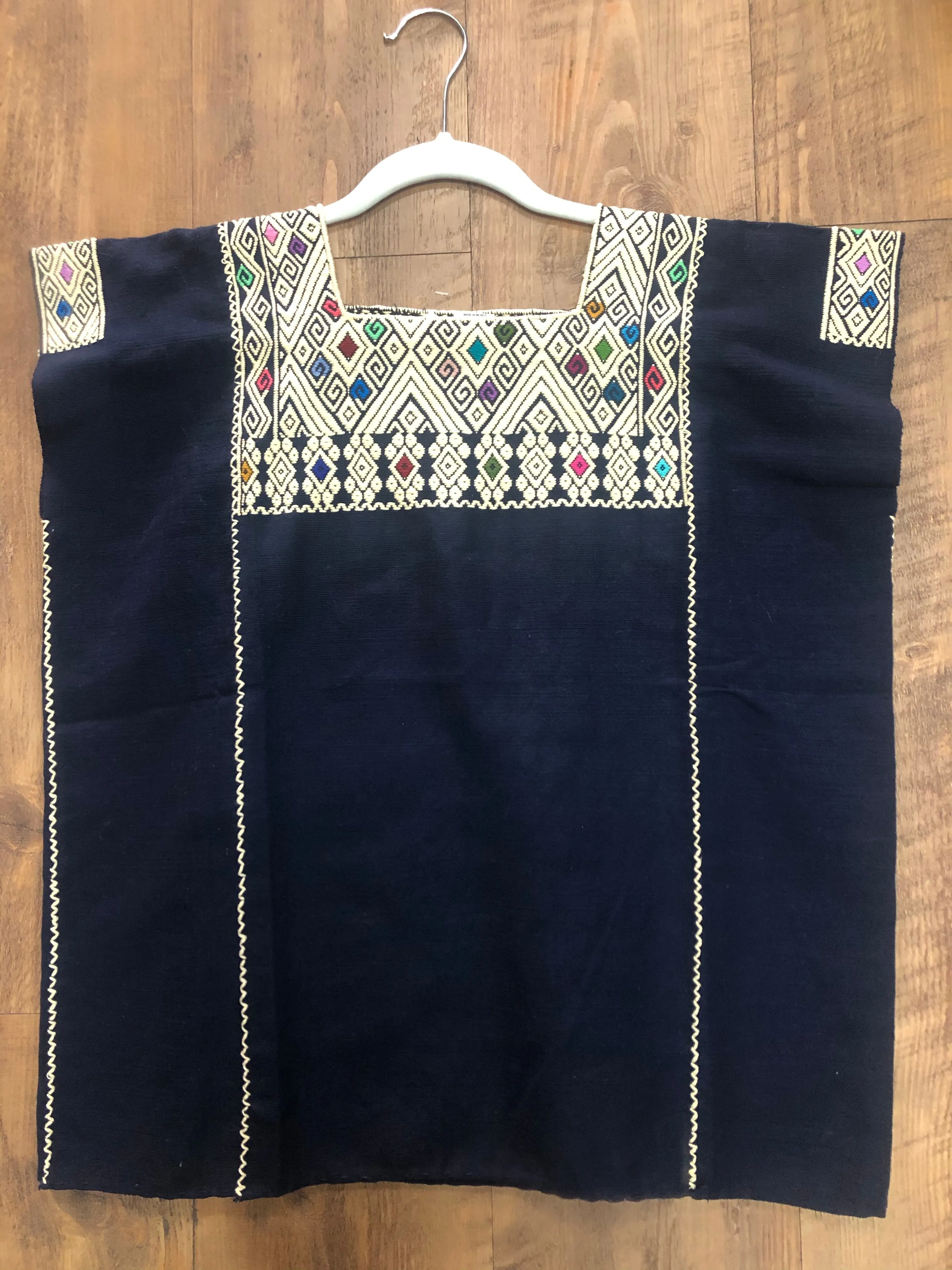 Mexican Huipil Larrainzar Top Navy