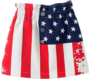 Mud Kingdom Girls Denim Skirt Ruffle Elastic Waist A-Lined Mini Skorts Summer