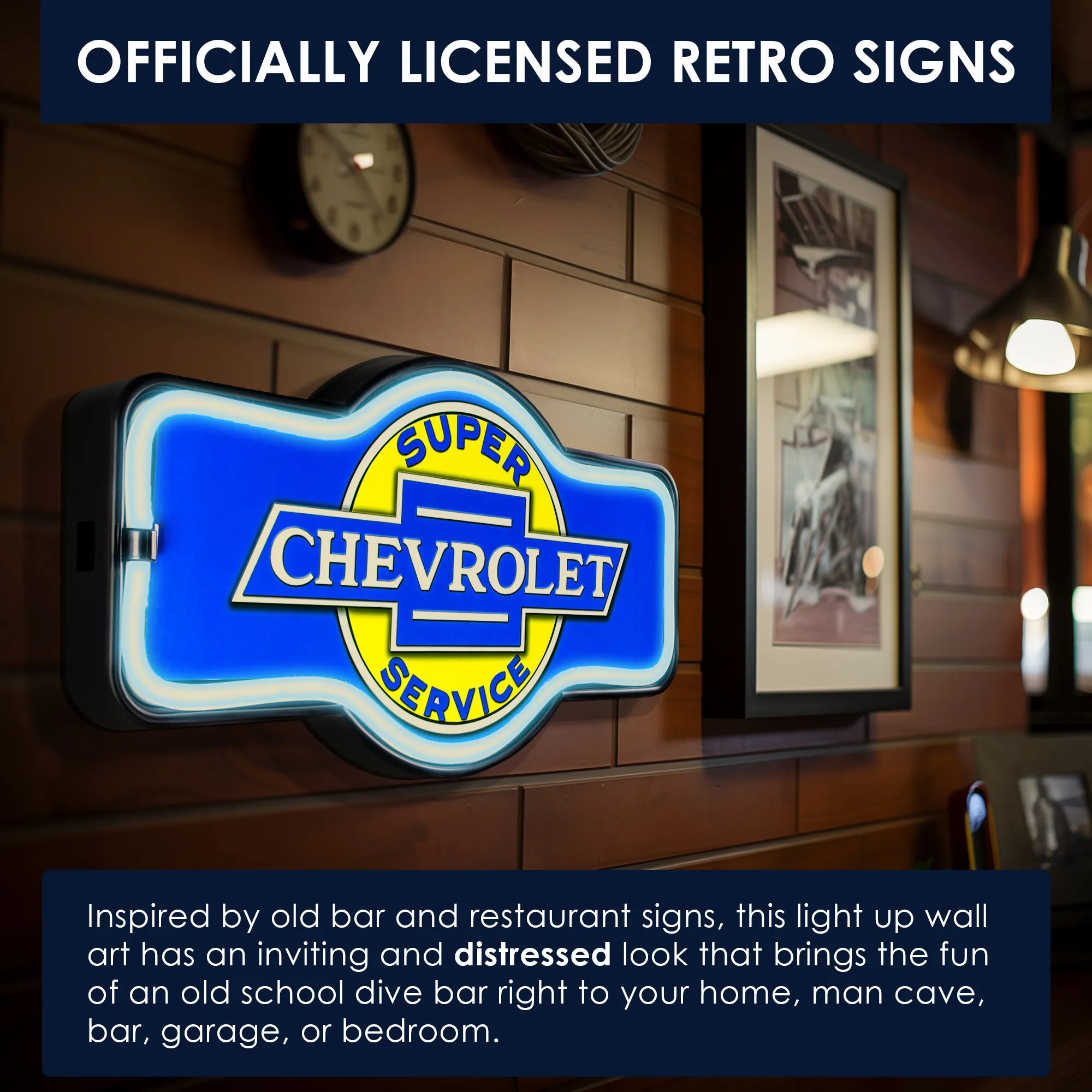 Officially Licensed Chevrolet LED Neon Light Sign Wall Decor (9.5” x 17.25”)