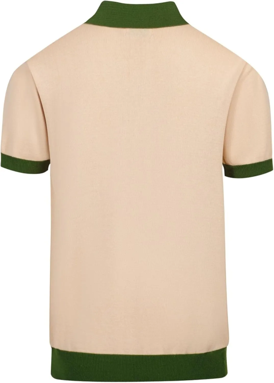 OXKNIT Mens Knit Polo Shirts 1960s Mod Style Vintage Short Sleeve Shirt with Geometrical Design
