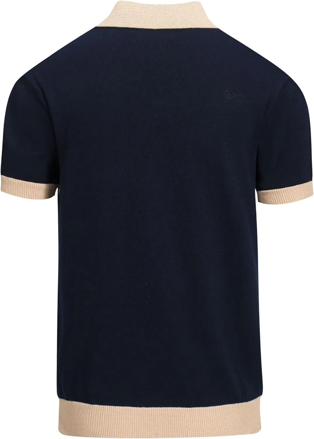 OXKNIT Men's Short-Sleeved Knit Polo with Guitar Casual Navy Shirt for Summer Sport Work Golf