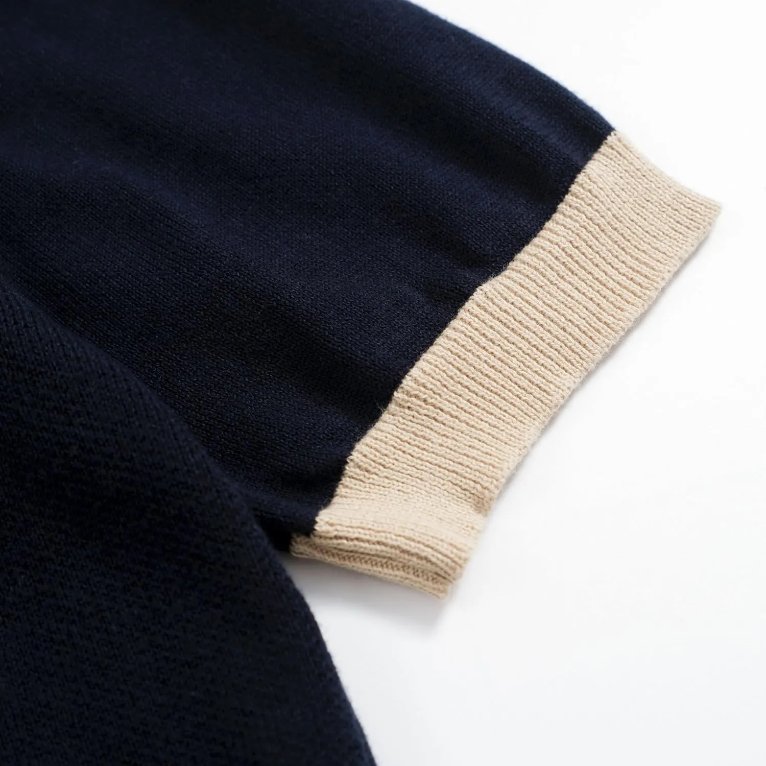 OXKNIT Men's Short-Sleeved Knit Polo with Guitar Casual Navy Shirt for Summer Sport Work Golf