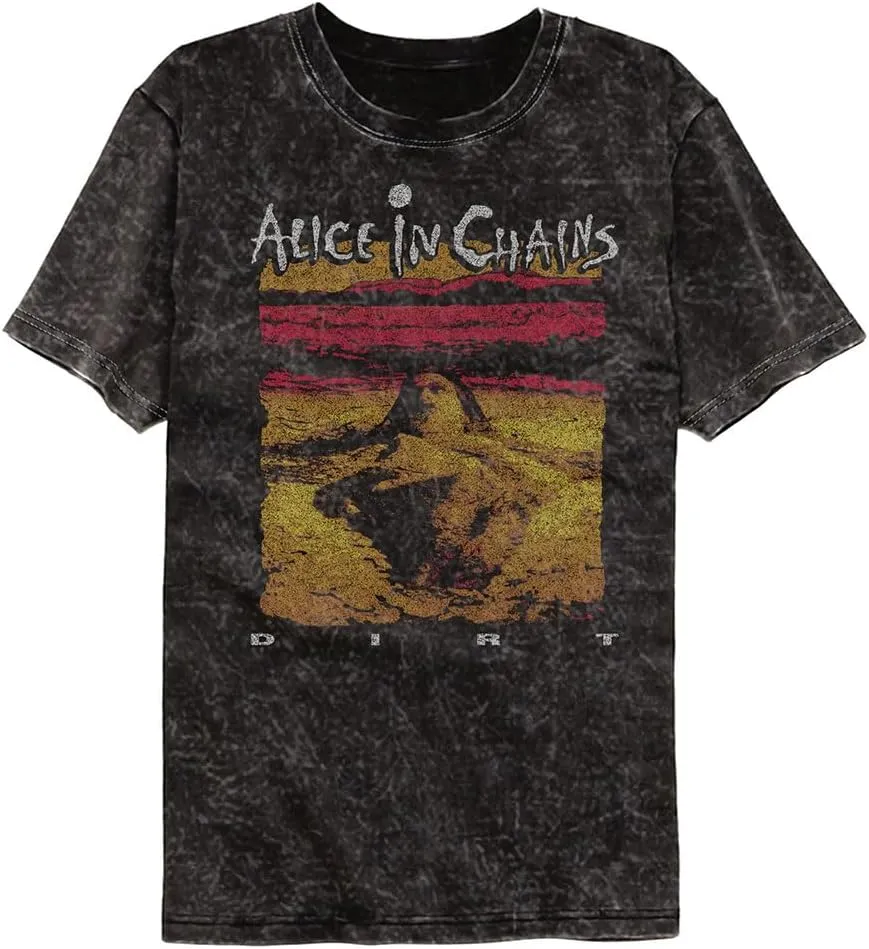 Premium Collection Alice in Chains Dirt Album Cover Black Mineral Wash Mens T Shirt 90s Music Graphic Tee