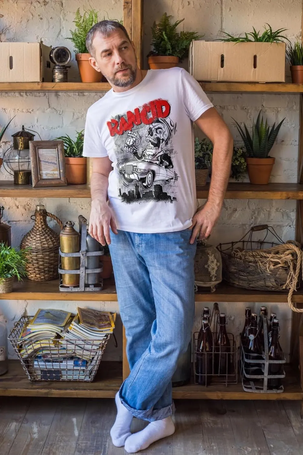 Rancid Band T Shirt Cadillac Adult White Short Sleeve American Punk Rock Band 90s Music Graphic Tees
