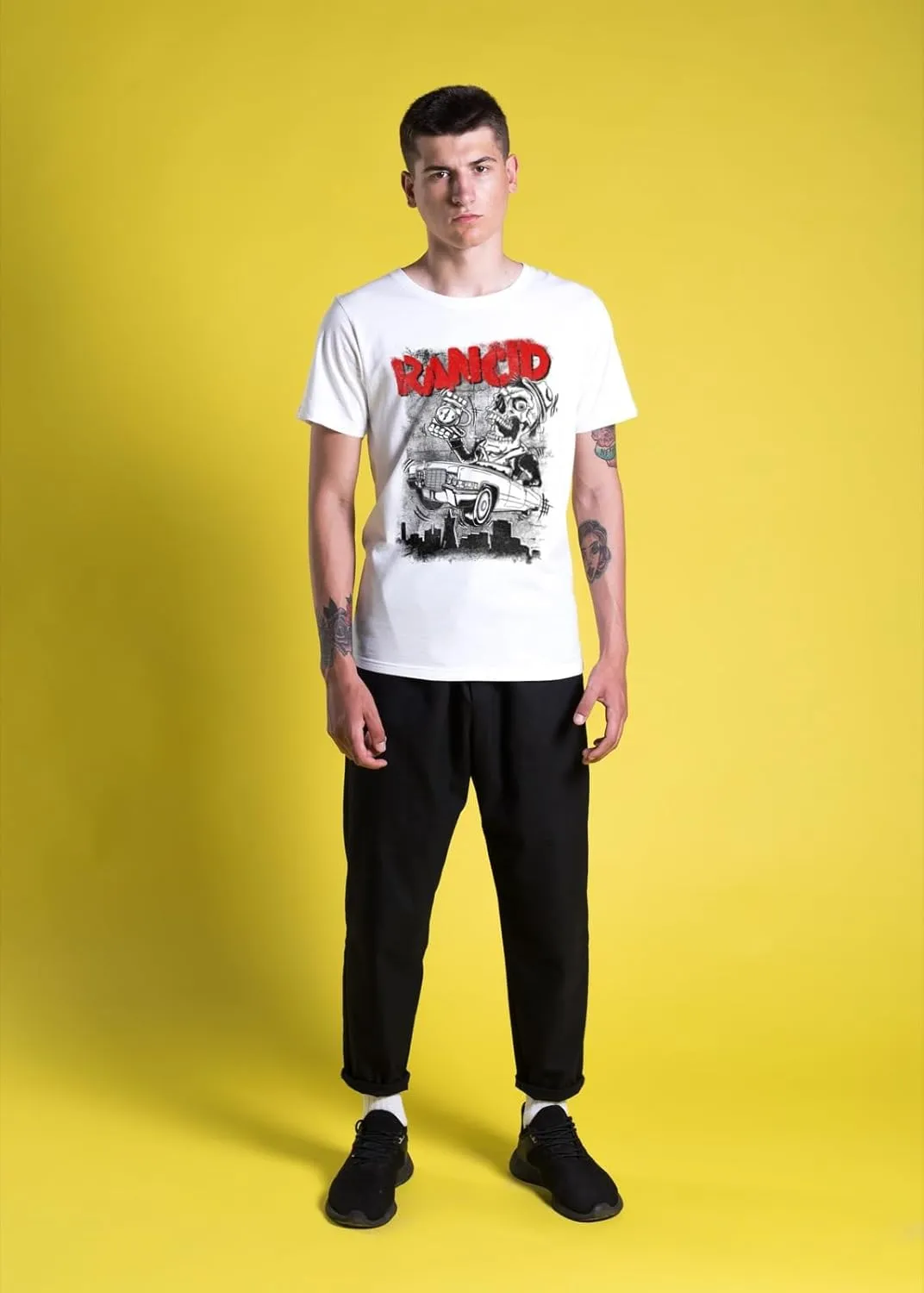 Rancid Band T Shirt Cadillac Adult White Short Sleeve American Punk Rock Band 90s Music Graphic Tees