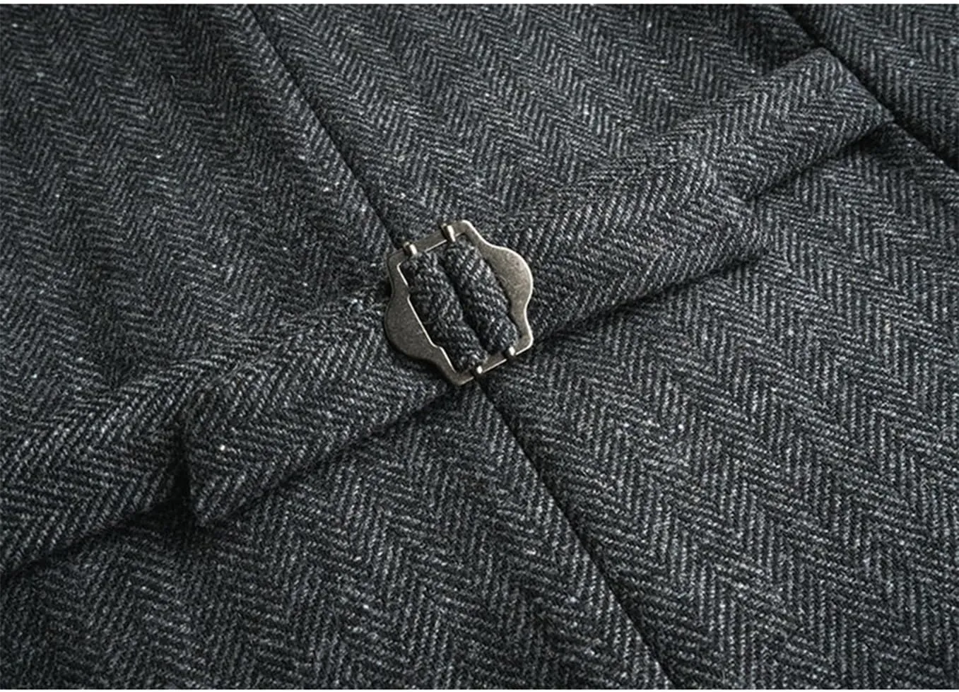 SOLOVEDRESS Mens Western Vintage Double Breasted Suit Vest Wool Blend Waistcoat for Wedding Groomsmen