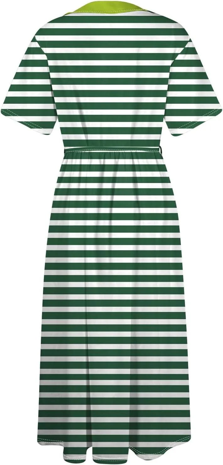 Spring Dresses for Women 2025 Maxi Dress Spring Summer Short Sleeve Tie Swing Swing