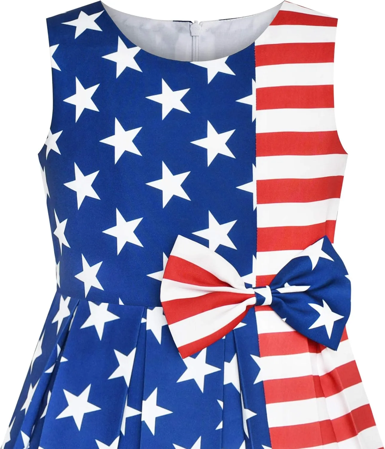 Sunny Fashion Girls Dress Color Block Contrast Bow Tie Everyday Party Size 4-14