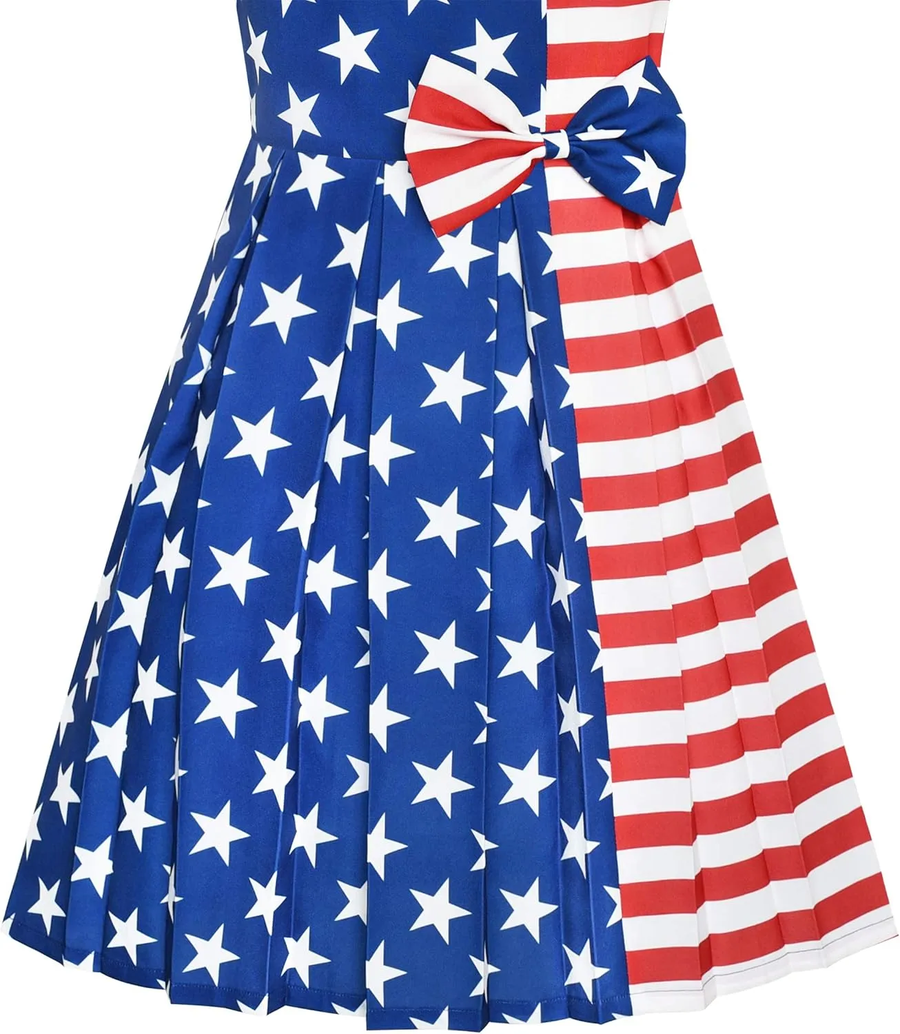 Sunny Fashion Girls Dress Color Block Contrast Bow Tie Everyday Party Size 4-14
