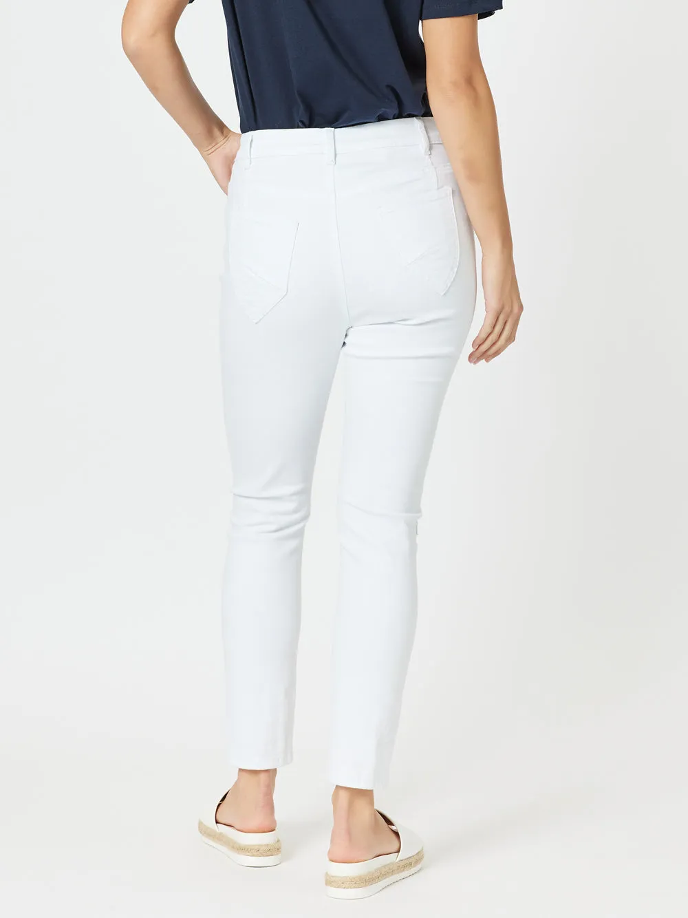 Taylor Patch High Rise Skinny Leg Jeans - White