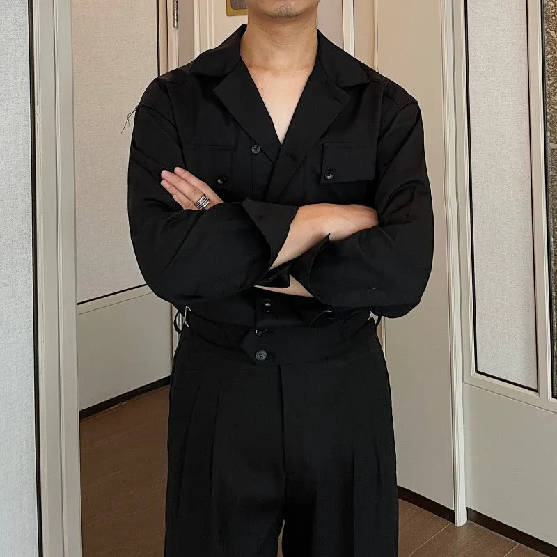 Vintage British Cuban Collar Double Breasted Long Sleeve Shirt