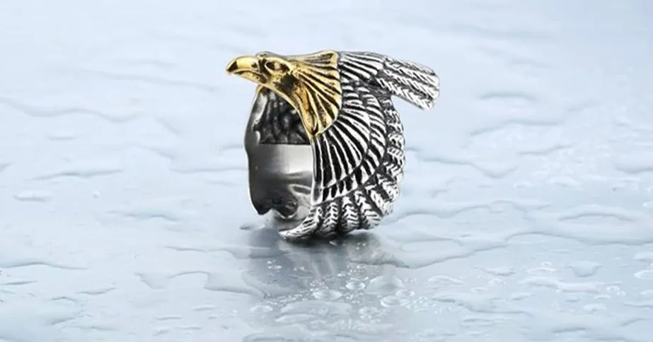 Vintage Silver American US Eagle Stainless Steel rings.