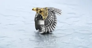 Vintage Silver American US Eagle Stainless Steel rings.
