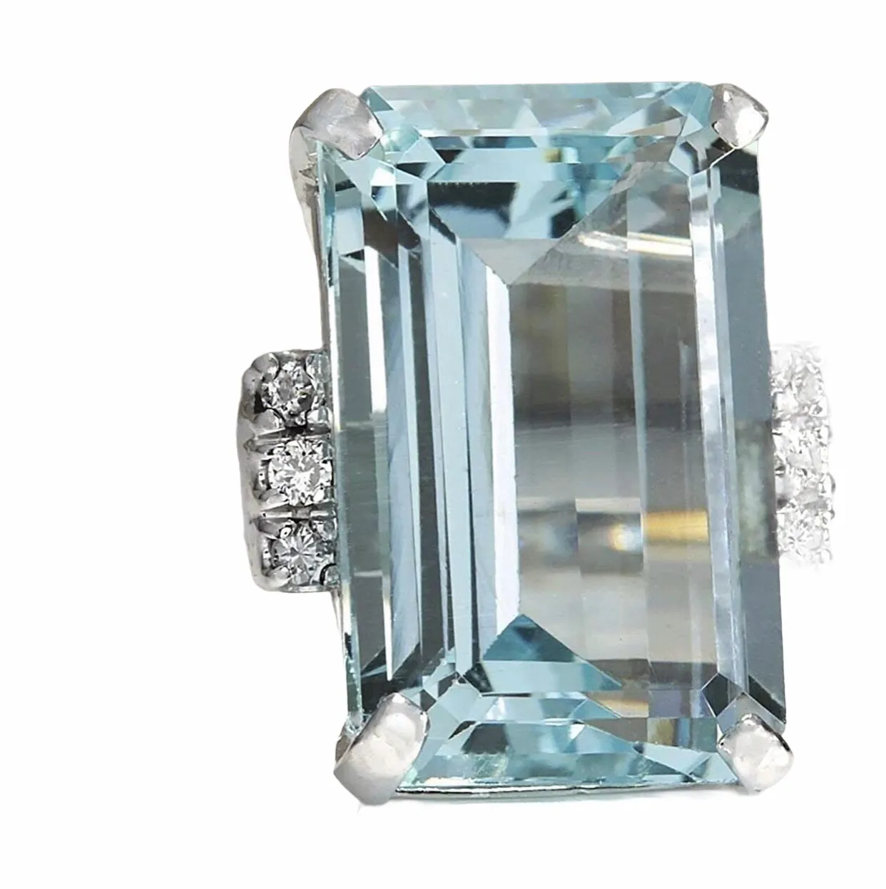 Vintage Women 925 Sterling Silver Aquamarine Gemstone Ring