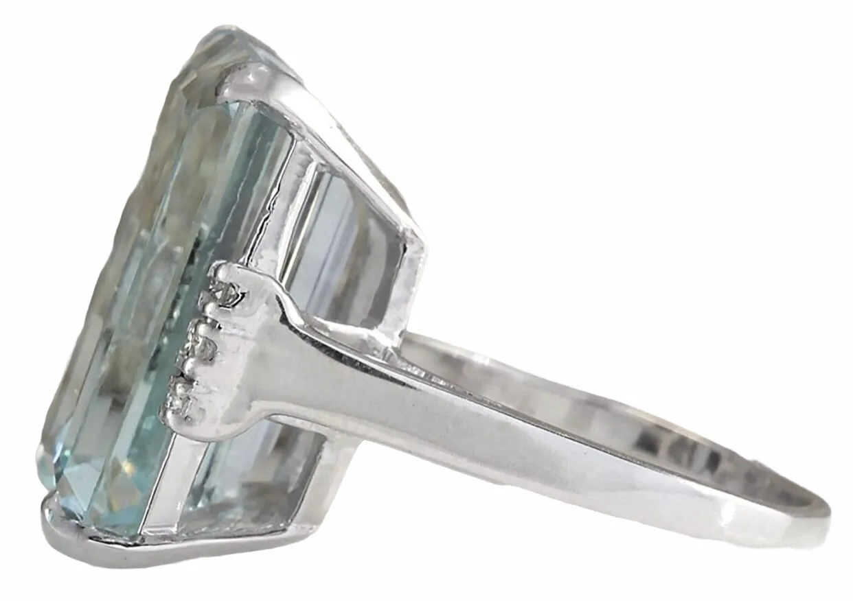 Vintage Women 925 Sterling Silver Aquamarine Gemstone Ring
